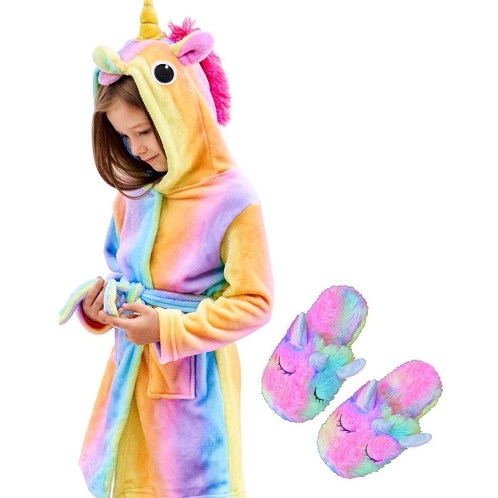 NWOT Hooded Unicorn Robe & Slipper set